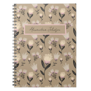 Caderno Espiral Diário Floral Blush   Botânica Moderna 
