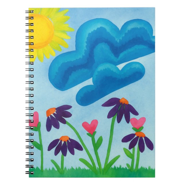 Caderno Espiral Diário Floral de Aquarela (Frente)