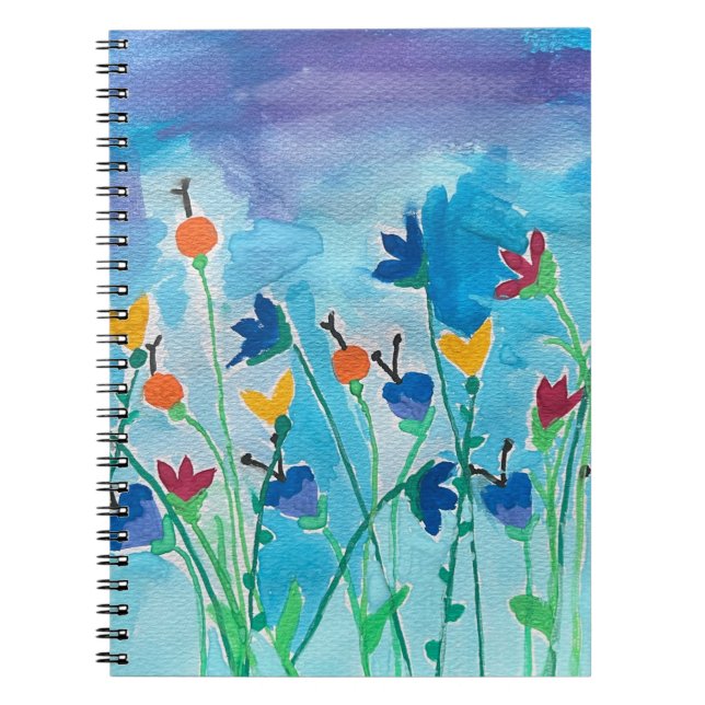 Caderno Espiral Diário Floral de Vazio de Aquarela (Frente)