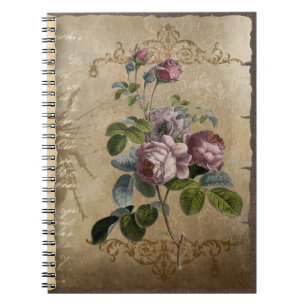 Caderno Espiral Diário Floral Envelhecido