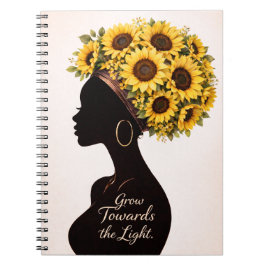 Caderno Espiral Diário Floral Inspirador Mulher Negra Girassol