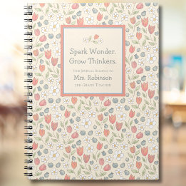 Caderno Espiral Diário Floral Personalizado de Volta às Aulas para
