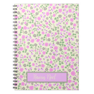 Caderno Espiral Diário floral personalizável