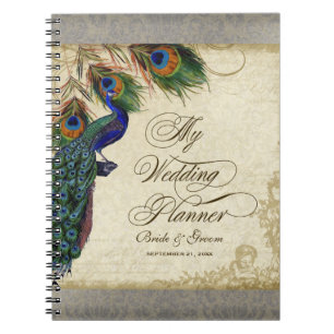 Caderno Espiral Diário formal do planejador do pavão & do