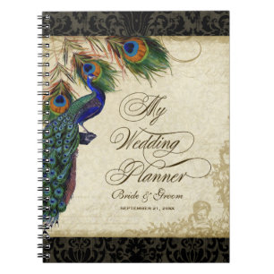 Caderno Espiral Diário formal do planejador do pavão & do