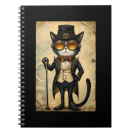 Caderno Espiral Diário Gato R1 Antropomórfico Steampunk