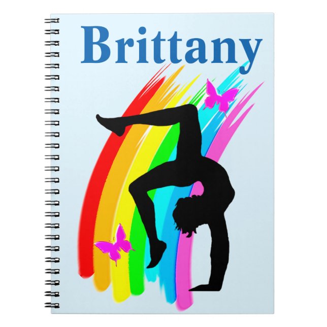 Caderno Espiral DIÁRIO GYMNAST PERSONALIZADO bonito BLUE RAINBOX (Frente)