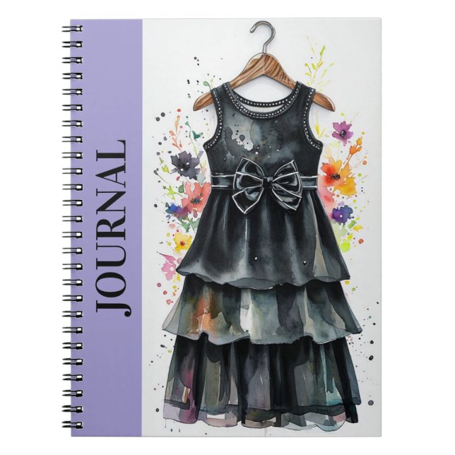 Caderno Espiral Diário Inspirador de Pequeno Vestido Preto Chic LB (Frente)