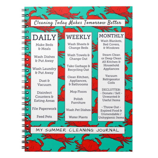 Caderno Espiral Diário litoral da limpeza do estilo do verão do (Frente)