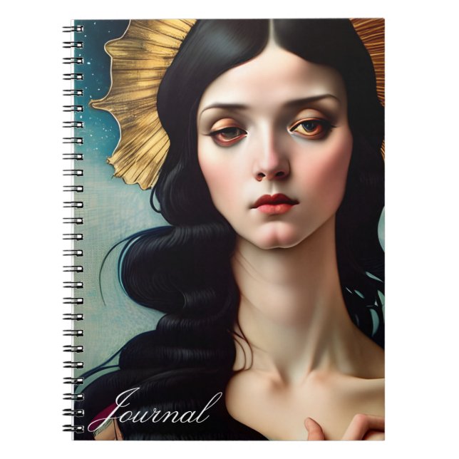 Caderno Espiral Diário Moderno da Mulher Renascentista (Frente)