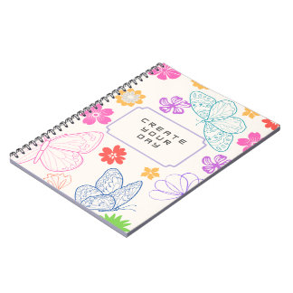 Caderno Espiral Diário Motivacional Borboleta & Flor