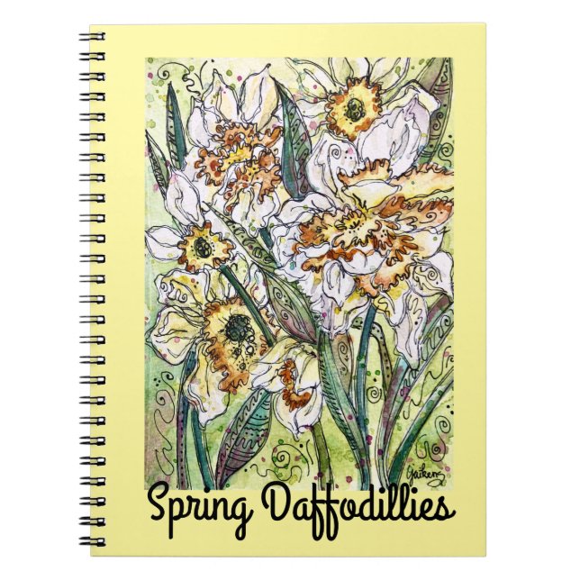Caderno Espiral Diário/Notebook - "Daffodillies Primavera" (Frente)