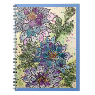 Caderno Espiral Diário/Notebook - Flores Roxas De Chrysanthemum