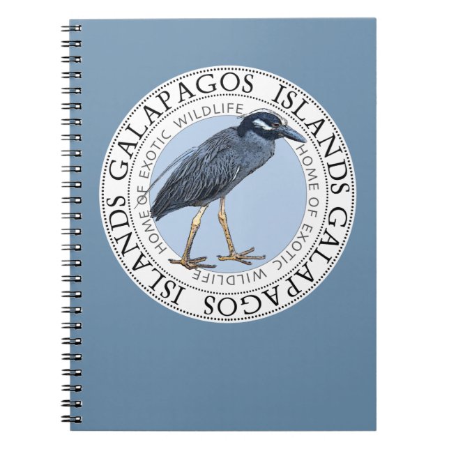 Caderno Espiral Diário Notebook Heron Noturno das Ilhas Galápagos (Frente)