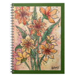 Caderno Espiral Diário/Notebook - Laranja Daylillies