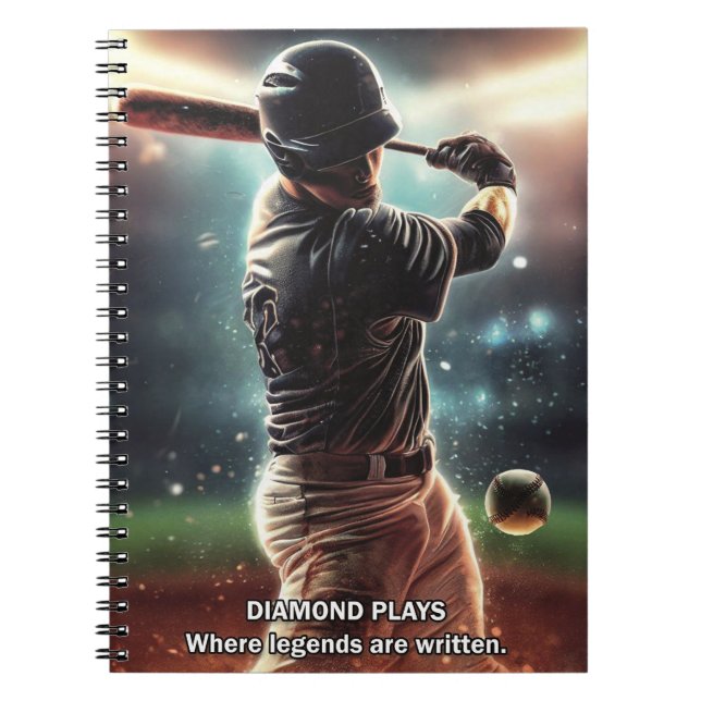 Caderno Espiral Diário para notebook Baseball (Frente)