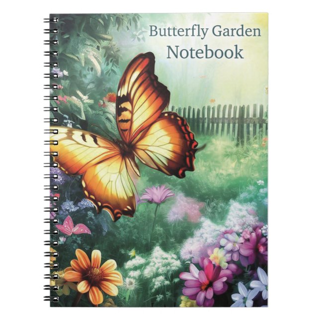 Caderno Espiral Diário para notebook Butterfly Garden (Frente)