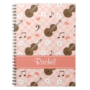 Caderno Espiral Diário para Notebook Cello Music Note