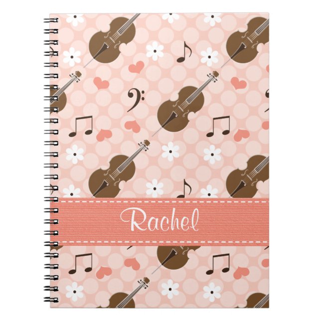 Caderno Espiral Diário para Notebook Cello Music Note (Frente)