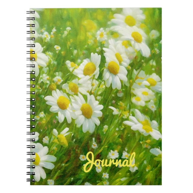 Caderno Espiral Diário para Notebook Daisy Flower Garden (Frente)