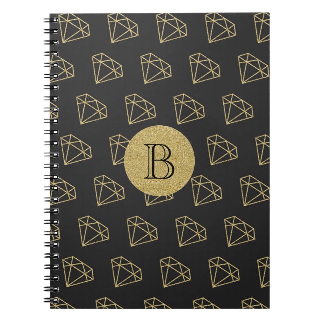 Caderno Espiral Diário para Notebook Dourado Diamond Modern Glamor (Frente)