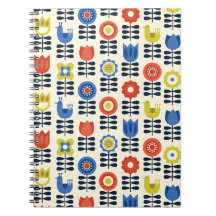 Diário para Notebook Espiral Floral Escandinavo