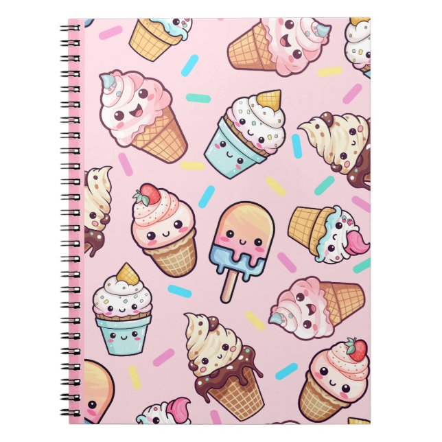 Caderno Espiral Diário para notebook Impressão Kawaii bonito (Frente)