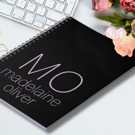 Caderno Espiral Diário para Notebook Monograma Preto Inicial Perso