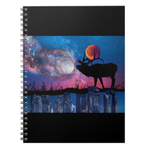 Caderno Espiral Diário para notebook Pagan Stag Moon Galaxy Stoneh