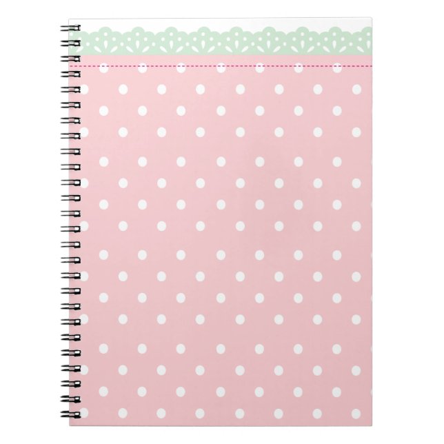 Caderno Espiral Diário para notebook Polka-Dot rosa (Frente)