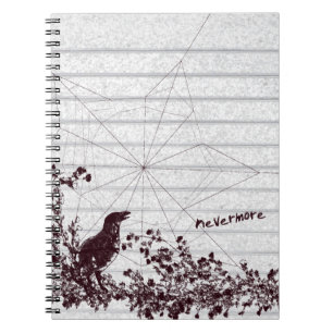 Caderno Espiral Diário para Notebook Raven Sketch Gótico