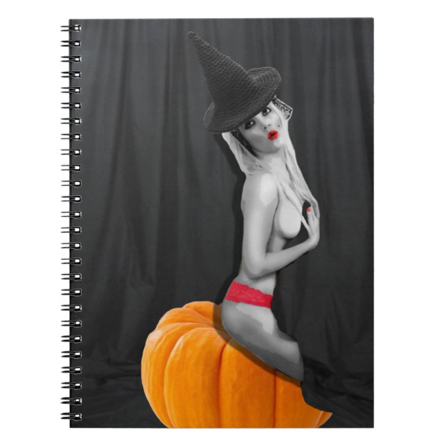 Caderno Espiral Diário para Notebook Sexy Pinup Witch Magic Spell  (Frente)