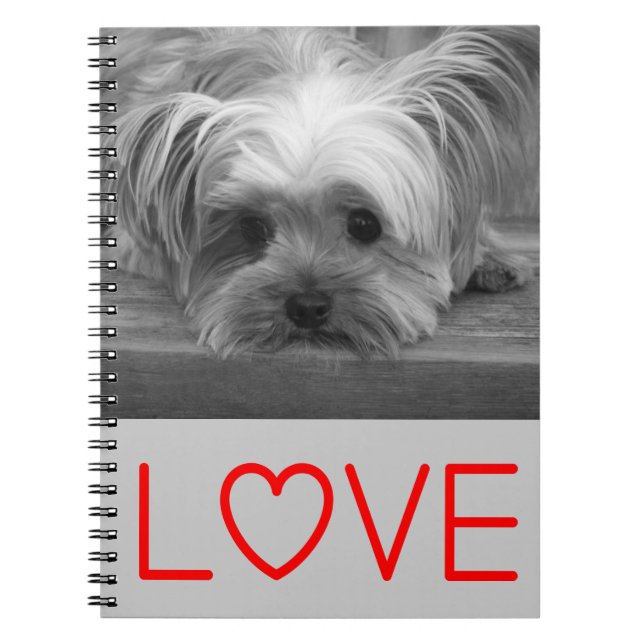 Caderno Espiral Diário para notebooks Love Yorkshire Terrier Puppy (Frente)
