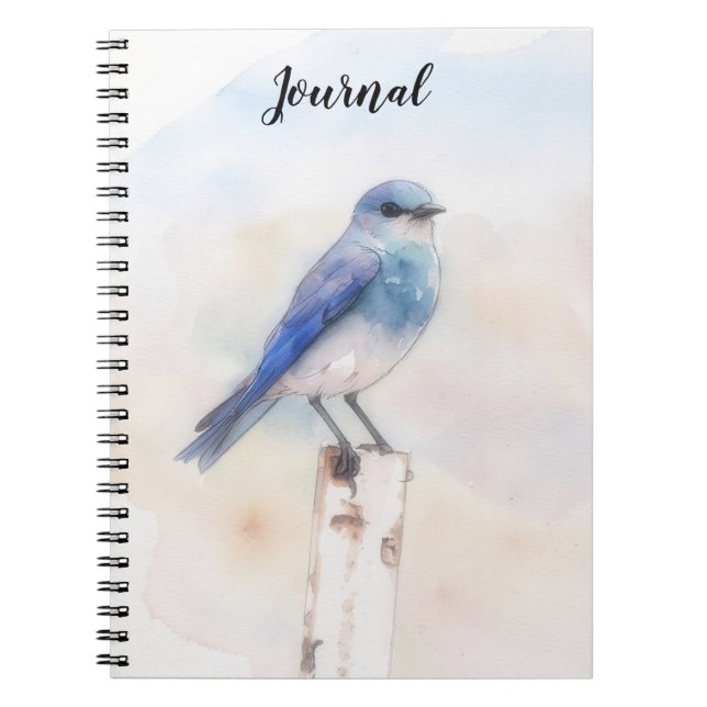 Caderno Espiral Diário Personalizado Bluebird Nature Art (Frente)
