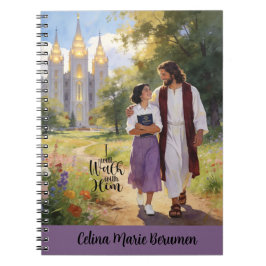 Caderno Espiral Diário Personalizado 'Caminhe com Ele' Cristão LDS