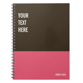 Caderno Espiral Diário Personalizado Cor-de-Rosa e Castanho, Pad E