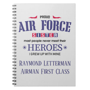 Caderno Espiral Diário personalizado da força aérea irmã orgul
