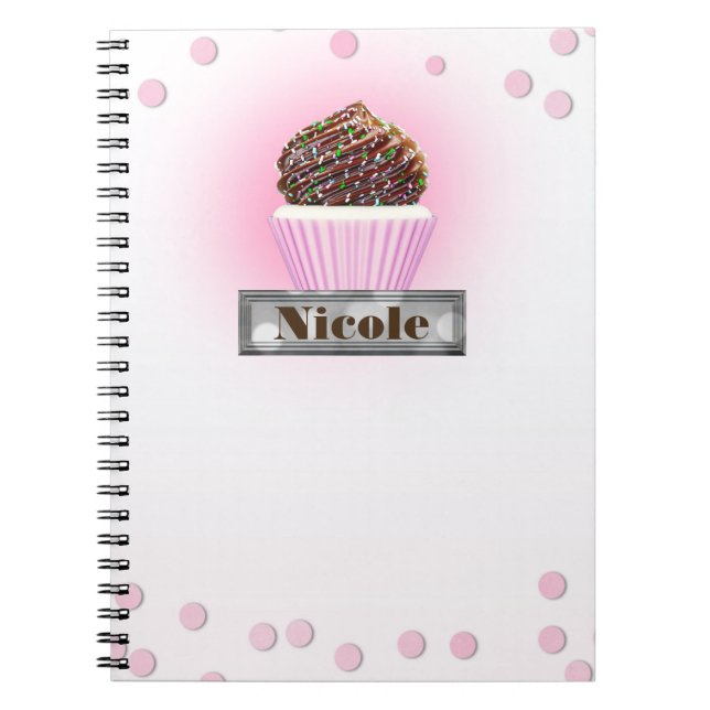Caderno Espiral Diário Personalizado da Padaria Confetti de Cupcak (Frente)
