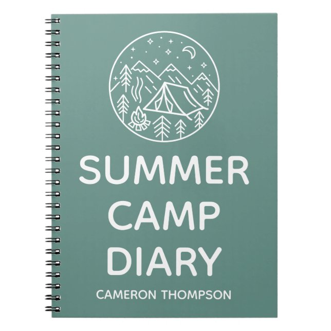Caderno Espiral Diário Personalizado de Acampamento de Verão para  (Frente)