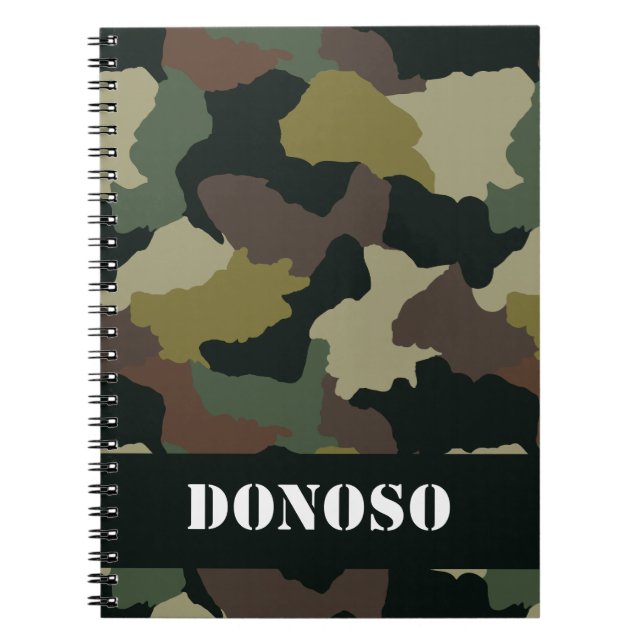 Caderno Espiral Diário Personalizado de Camo de Tom da Terra (Frente)