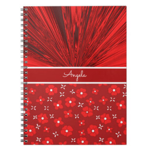 Caderno Espiral Diário Personalizado de Flores Red Satin n