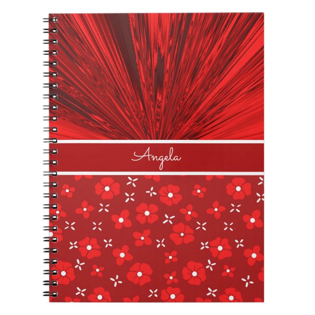 Caderno Espiral Diário Personalizado de Flores Red Satin n (Frente)