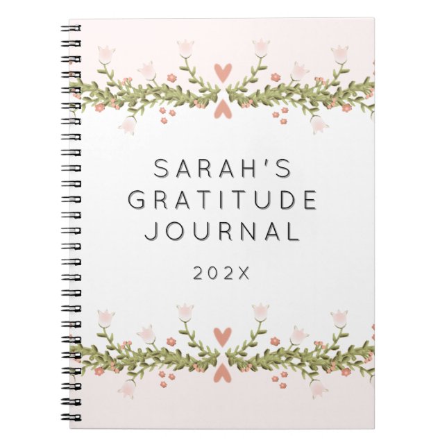 Caderno Espiral Diário Personalizado de Gratidão (Frente)