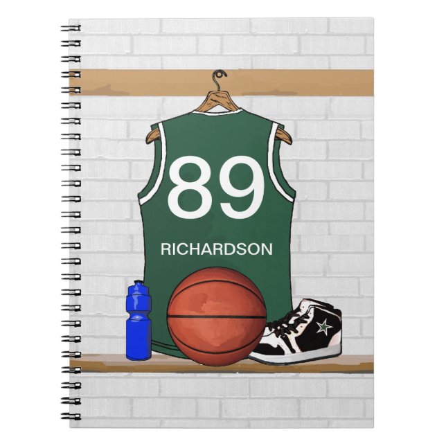 Caderno Espiral Diário Personalizado de Jersey (verde) (Frente)