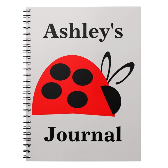 Caderno Espiral Diário Personalizado de Ladybug Vermelho Bonito (Frente)