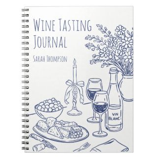 Caderno Espiral Diário Personalizado de Vinho Divertido e Fofo par