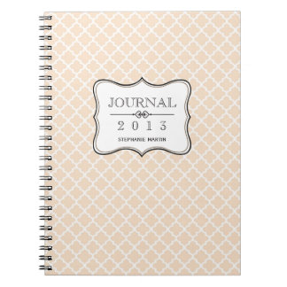 Caderno Espiral Diário personalizado do azulejo marroquino rosa-po