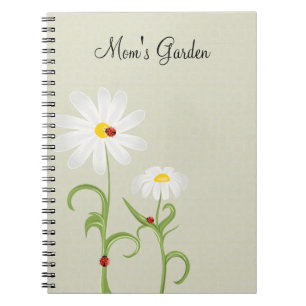 Caderno Espiral Diário Personalizado Margaridas Joaninhas