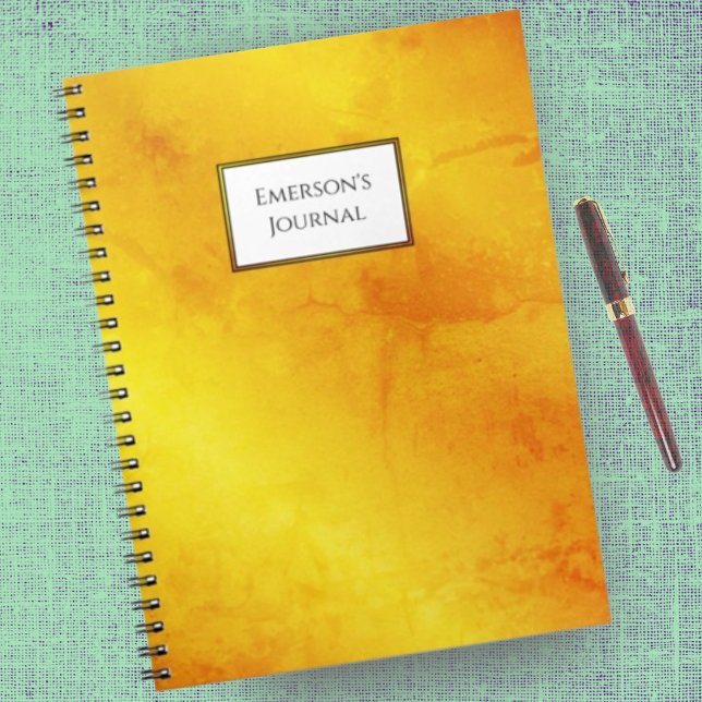 Caderno Espiral Diário Personalizado para Homens - Amarelo Retroal (Criador carregado)