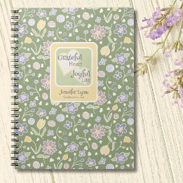 Caderno Espiral Diário Personalizado Vida Alegre Coração Grato